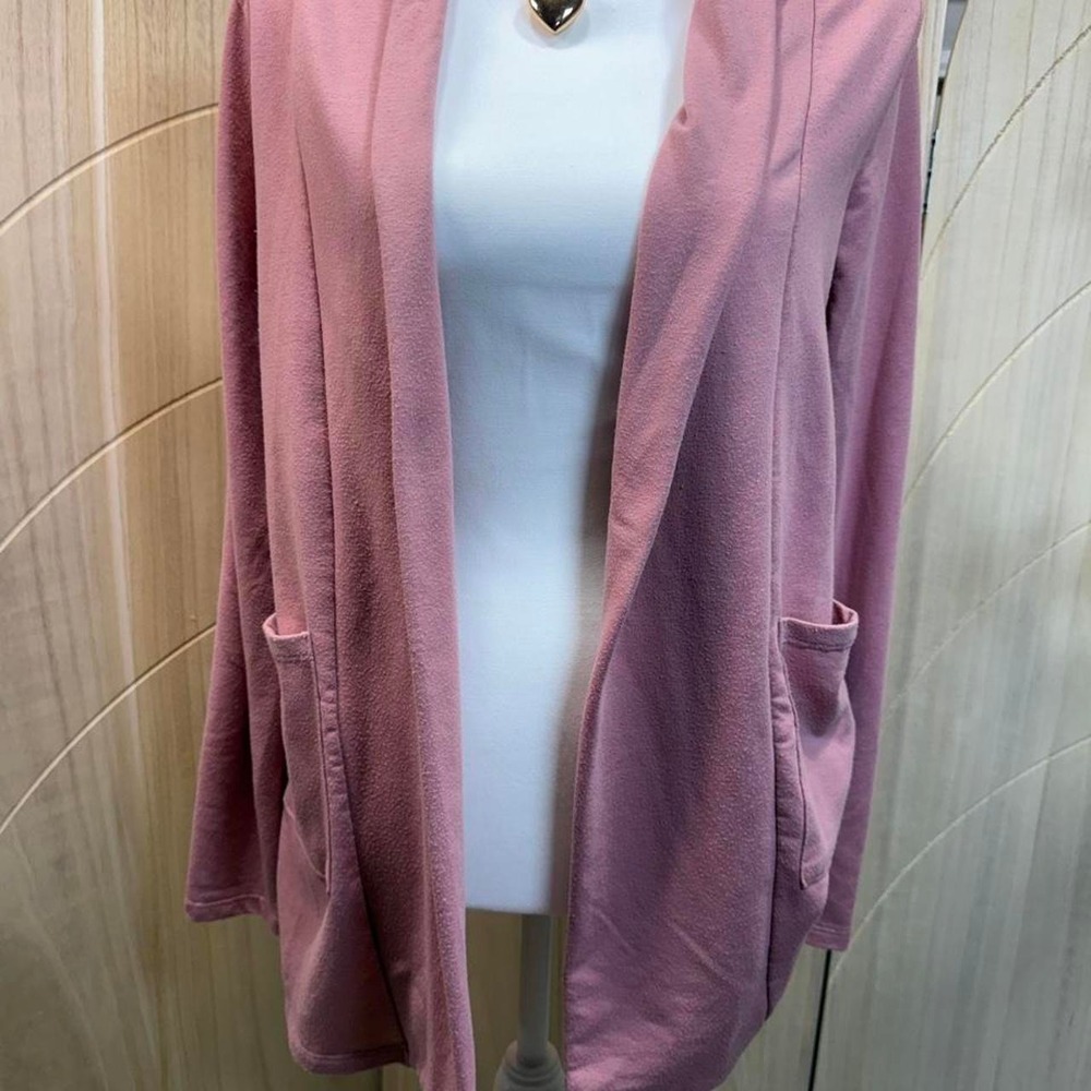 Dusty Rose Open Front Shawl Collar Knit Cardigan Jacket By Design M Coquette